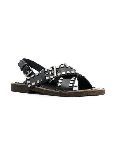 prada sandaler|Prada studded pony skin sandals.